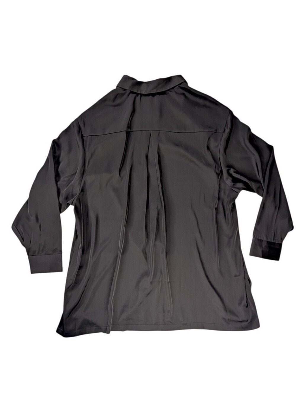 Jones New York JNY Black Satin Button-Down Blouse Womens 2X Long Sleeve Collared - Picture 3 of 9